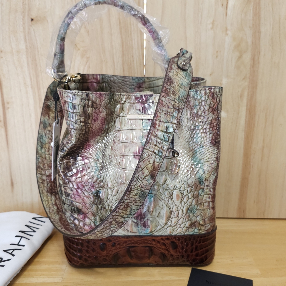 NWT Brahmin Amelia Croc-Embossed Women's Bag Amethyst Norwell